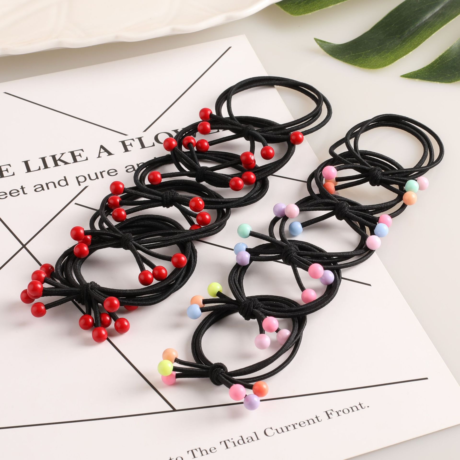 Sét 10 dây buộc tóc hạt nhỏ cherry siêu xinh