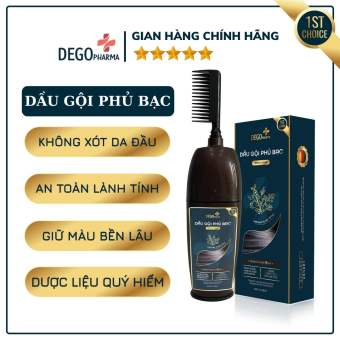 Dầu gội phủ bạc, nhuộm đen tóc tự nhiên Dego Pharma - dầu gội thảo dược từ thiên nhiên, giữ màu bền vững, an toàn