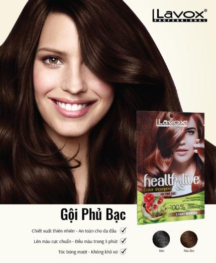 Dầu Gội Thảo Dược Nhuộm Tóc ĐEN/ NÂU PHỦ BẠC 100% SIÊU DƯỠNG LAVOX