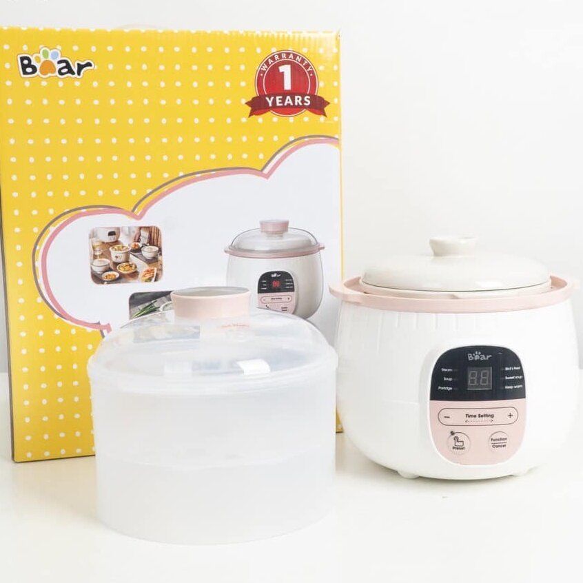 ]nồi nấu cháo chậm, nồi ninh hầm đa năng nấu cách thủy bear 0,8l- 1.6l bản quốc tế.