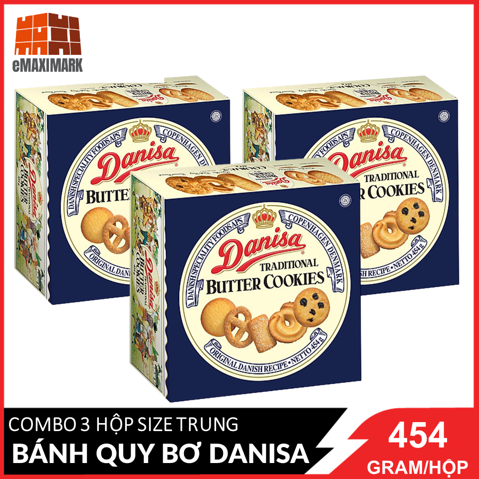 Combo 3 Bánh Quy Bơ Danisa Size Trung Hộp 454G (Date Mới)