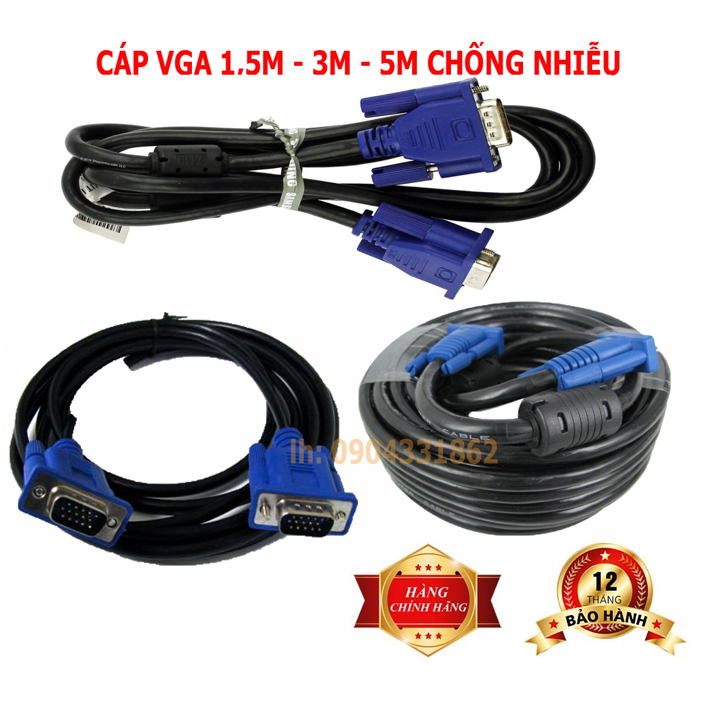 Dây cáp VGA xịn , hàng zin theo máy chống nhiễu tốt. loại 1.5m, 3m, 5m