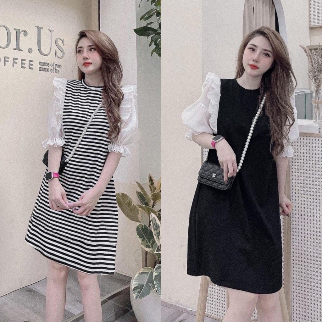 Váy tiểu thư dáng suông tay lỡ -đồ bầu xinh