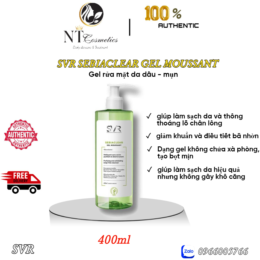 Sữa rửa mặt svr sebiaclear gel moussant 400ml - hàng nhập khẩu