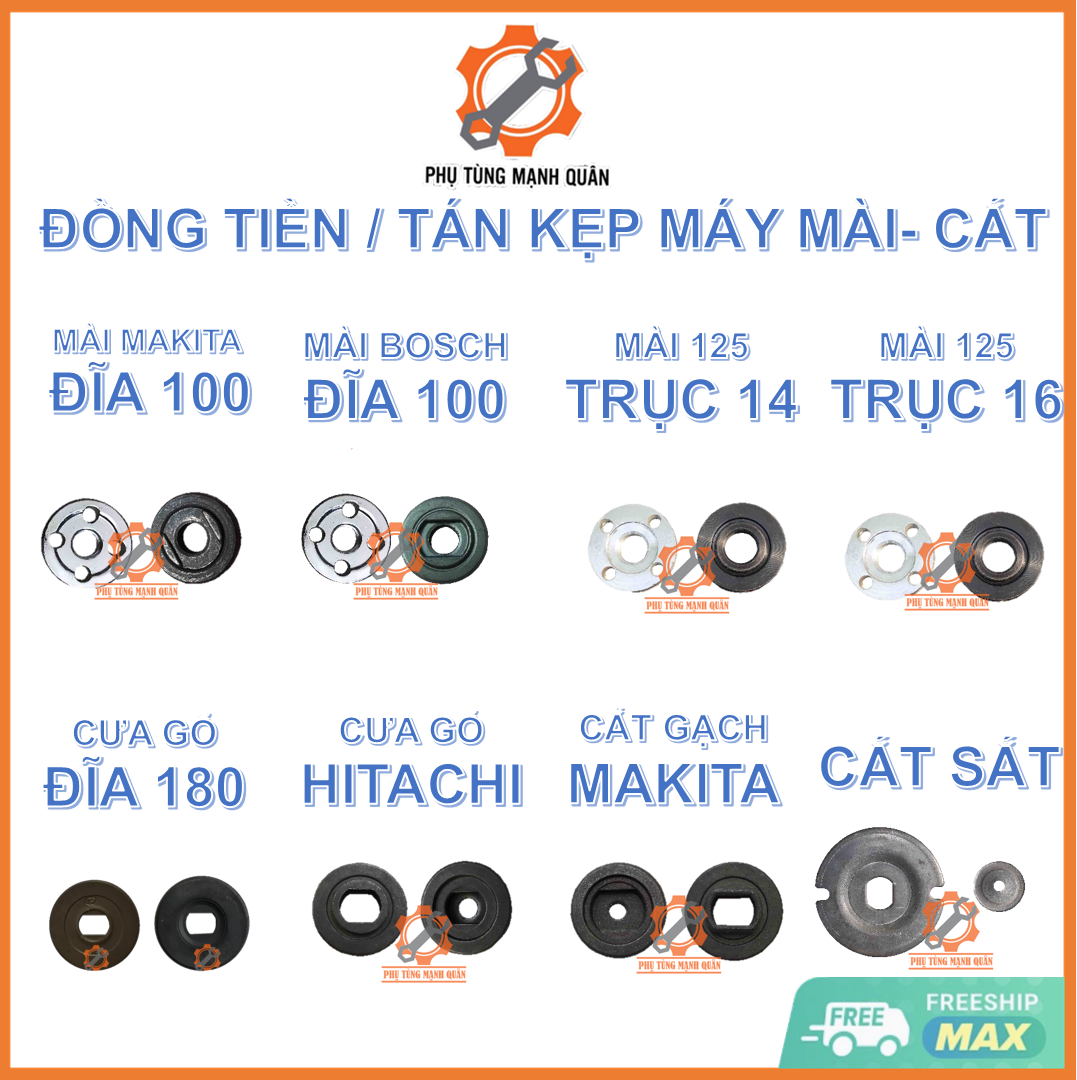 2 bộ đồng tiền/tán máy mài makitaa 1 tấc / boschh 1 tấc / mài 1 tấc 2 cốt 14-16 / máy cưa gỗ / máy cắt gạch / cắt sắt 350/ tán mài 1 tấc 5