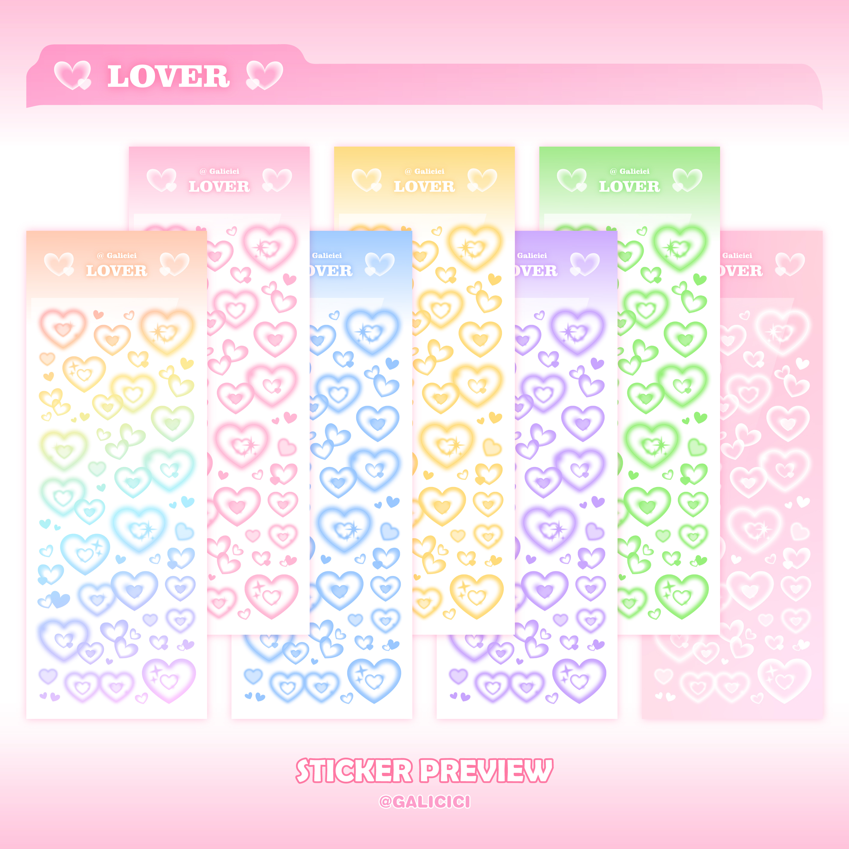 GaLiCiCi Stickers Original Transparent Love Bubble Stickers All