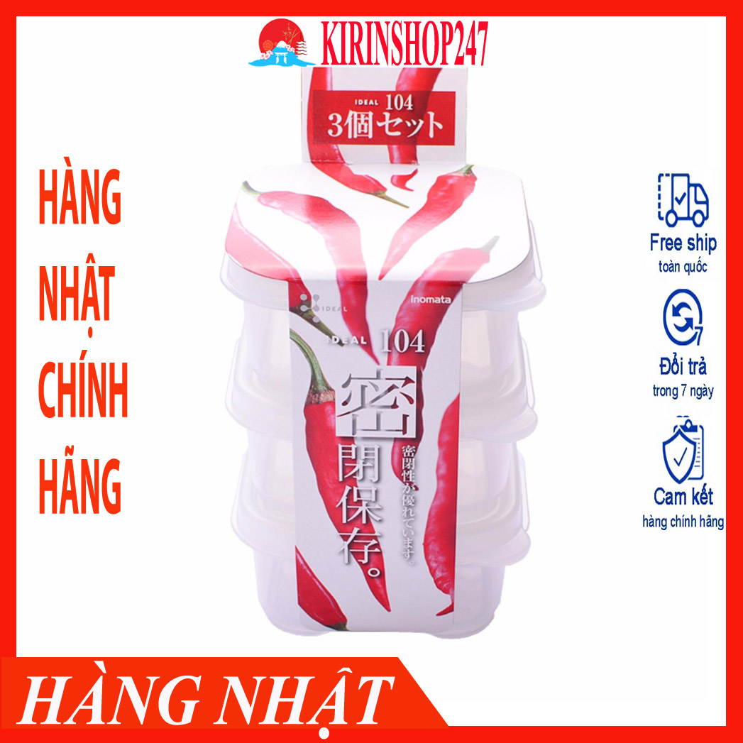 Bộ 3 hộp nhựa nhí vuông đựng thực phẩm, đồ ăn dăm cho bé inomata 160ml Hàng Nội Địa Nhật