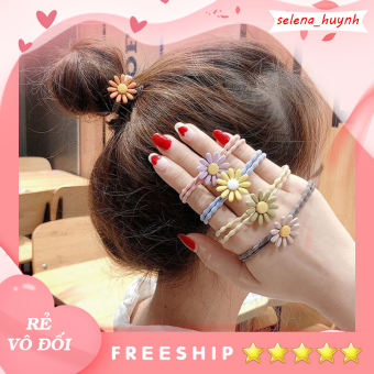 Dây thun cột tóc nữ hoa cúc nhiều màu Hàn Quốc mix đồ siêu xinh