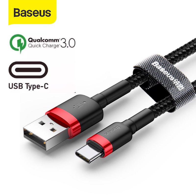 Dây sạc nhanh type c 3A Baseus cafule QC 3.0 hỗ trợ truyền dữ liệu - Cáp sạc usb typec andoird cho samsung xiaomi oppo ...