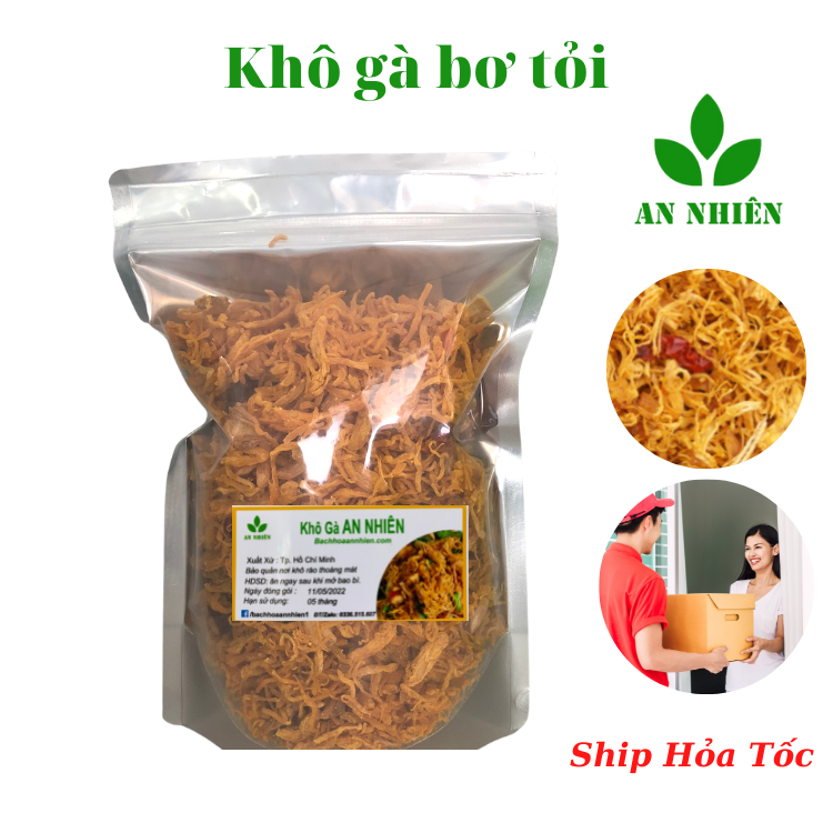 Khô gà bơ tỏi cay, đồ ăn vặt An Nhiên 500gr