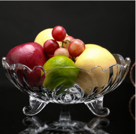 Đĩa Thủy Tinh Cao Cấp Đựng Trái Cây 3 Chân. Khay đựng trái cây. Dĩa để trái cây lớn