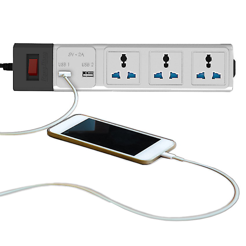 Ổ cắm đa năng 2 cổng usb dây dài 3~5m rạng đông oc02.usb 3c/3-5m/10a - hàng chính hãng