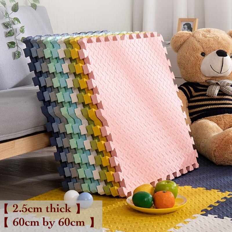 60*60cm Wooden Puzzle Mat Interlocking Foam Soft Floor Splicing Children's  Crawling Mat Baby Play