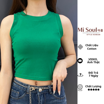 Áo Ba Lỗ Croptop Nữ Dáng Ôm Body Misoul,Áo Croptop Nữ Ba Lỗ Chất Cotton Bozip Thoáng Mát FreeSize 187