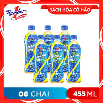 LỐC 6 CHAI NƯỚC UỐNG VẬN ĐỘNG ACTIVE CHANH MUỐI NUMBER 1 (455ML)