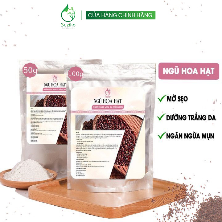Bột đắp mặt nạ SUZIKO ngũ hoa hạt dưỡng da trắng mịn ngăn ngừa mụn 50g - 100G
