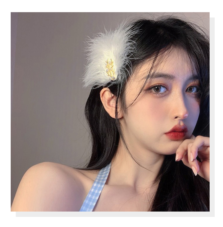 1 Kẹp tóc lông vũ đính đá siêu đẹp hàng sẵn, phụ kiện chụp ảnh