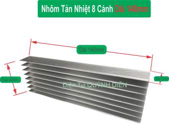 Nhôm Tản Nhiệt 8 Cánh dài 14cm 140x43x17mm