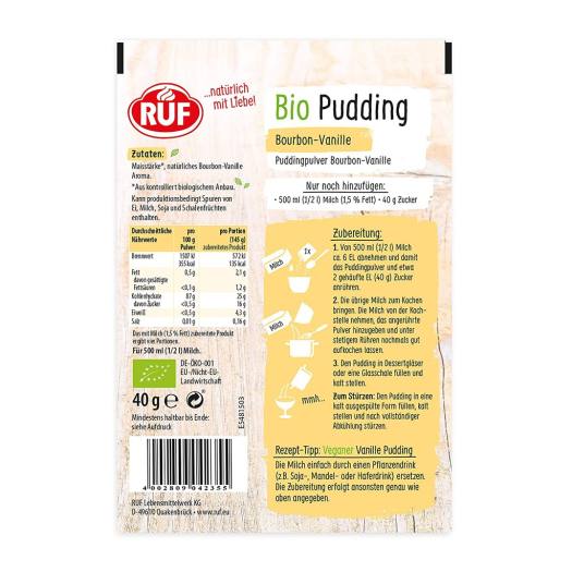 Bột làm bánh hữu cơ Bio Pudding RUF Vani 40g Đức