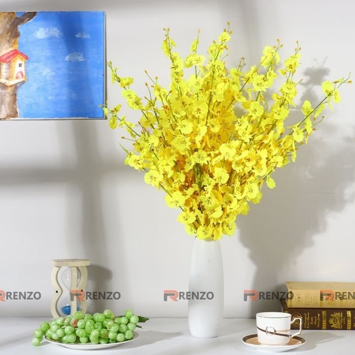 1 Cành Hoa Lan vũ nữ lụa giả hoa nhân tạo dài 1 mét 5 nhánh cắm bình hoa