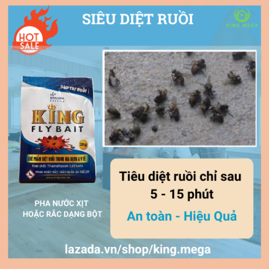 Thuốc diệt ruồi vàng, ruồi dấm, ruồi cánh bướm, ruồi cống  - hút mạnh diệt nhanh - An toàn tuyệt đối( Gói 20g Trắng xanh) - King Fly Bait