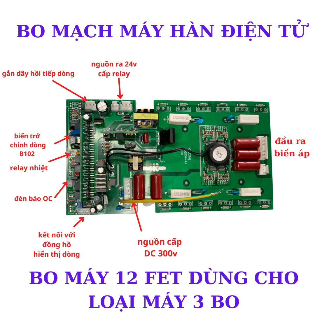 Bo mạch máy hàn điện tử, bo mạch máy 12 mosfer dùng cho loại máy 3 bo