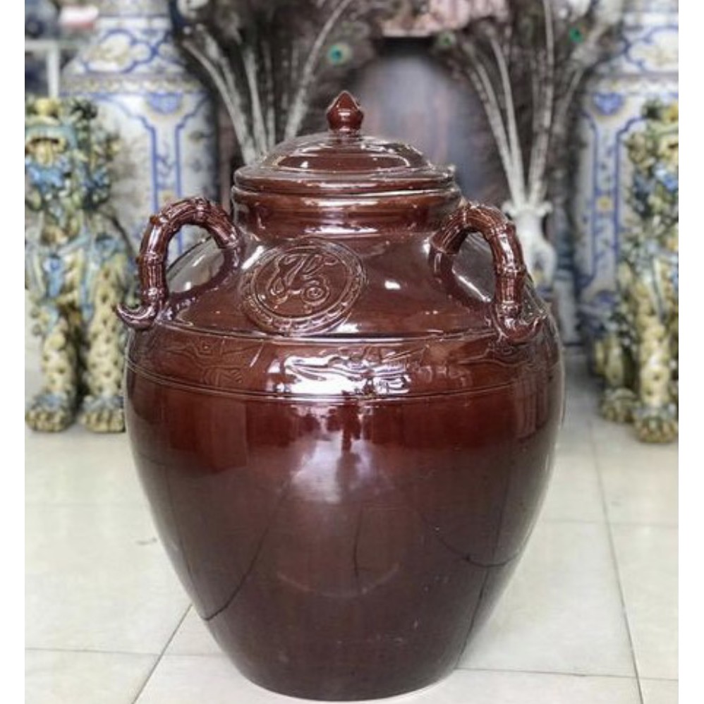 Chum sành đựng nước - thùng đựng gạo - bình gốm sứ bát tràng cỡ lớn 70 100 120 lít