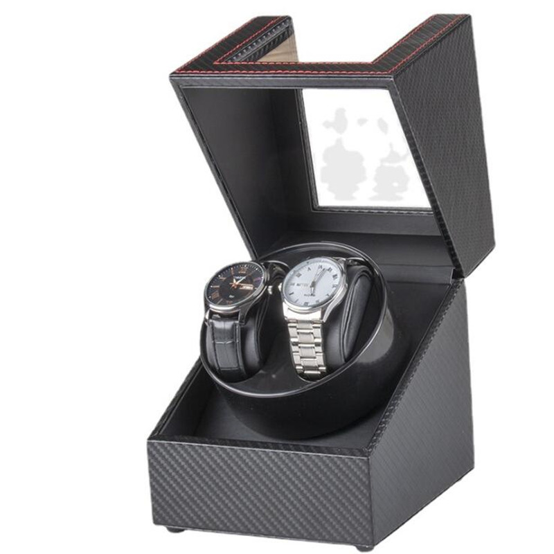 Hộp đựng đồng hồ xoay tự động cơ học 2-0 pu hộp đựng đồng hồ lắc động cơ gỗ màu đen hộp đựng cho đồng hồ nam