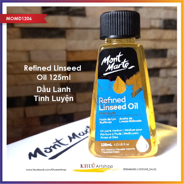 Dầu lanh pha màu sơn dầu/ dầu lanh tinh luyện 125ml mont marte / dung môi hỗ trợ vẽ sơn dầu