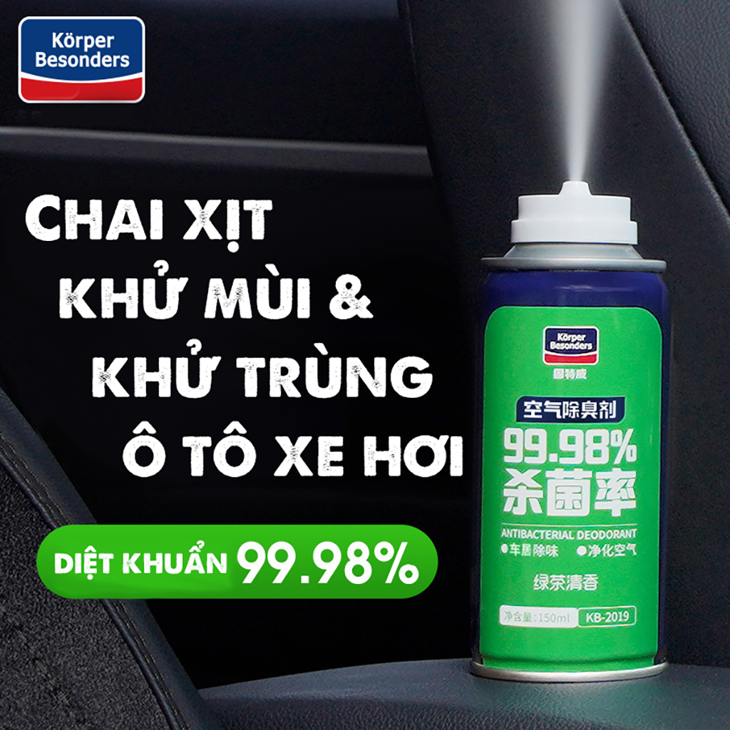 Chai Xịt Khử Mùi và Khử Trùng Máy Lạnh Ô Tô Korper Besonders làm sạch không khí vệ sinh điều hòa xe hơi