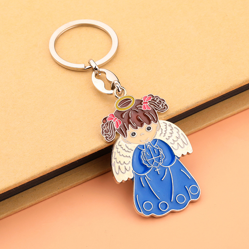 Móc khóa mặt tráng men kim loại móc chìa khóa charm thiên thần móc khóa móc khóa phụ kiện trang sức quà lưu niệm công giáo cho nam nữ