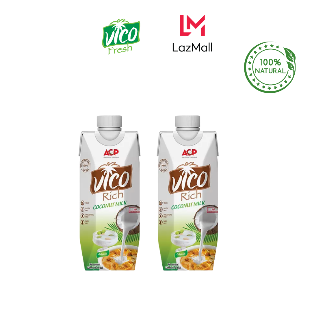 Combo 2 hộp nước cốt dừa vicorich 330ml - 16-19% béo, tiện lợi dùng ngay