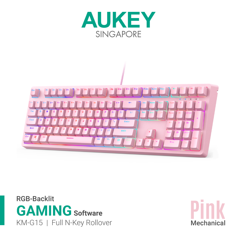 aukey pink mechanical keyboard