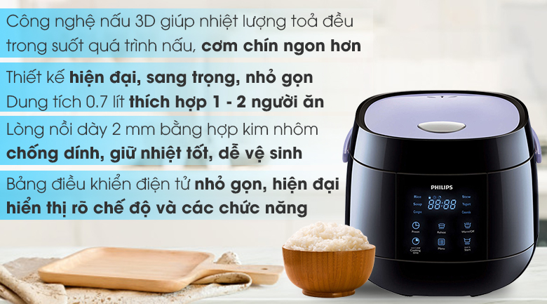 Nồi cơm điện tử philips 0.7 lít hd3060