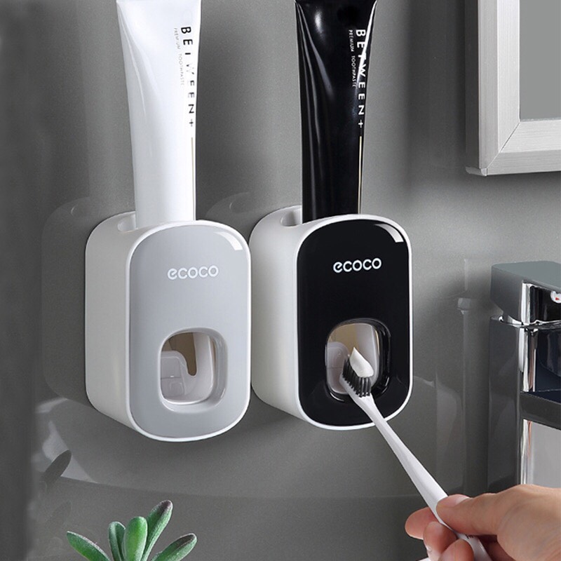 Bộ nhã kem, hộp lấy kem đánh răng tự động dán tường ecoco