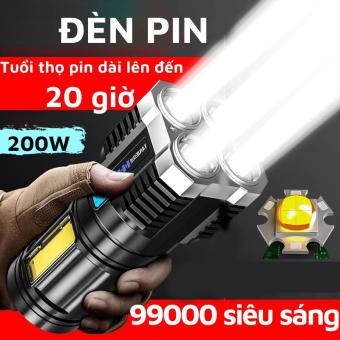Cửa Hàng Đèn Pin Siêu Sáng HCM Đèn Pin Siêu Sáng Cầm Tay Chiếu Xa, 4 Chế Độ Sáng, Chống Nước Tiện Lợi, Đèn Pin Sạc 4 Led L19 Đa Năng Cầm Tay.