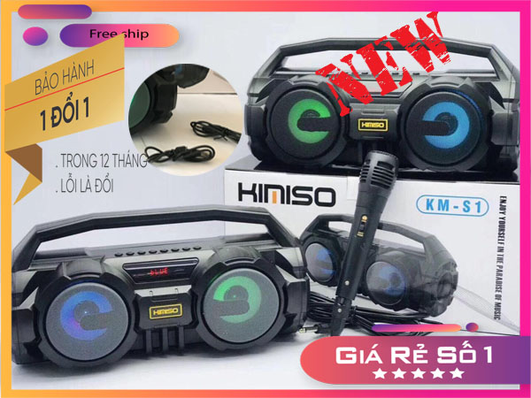 Loa super bass karaoke bluetooth kimiso km-s1 - loa xách tay kimiso pin khủng âm lượng lớn , mic hát dài 3mloa bluetooth 5.0