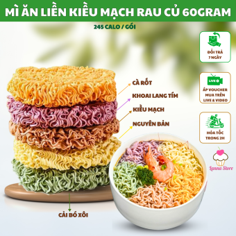 Mì kiều mạch mỳ ăn liền rau củ ngũ sắc nội địa Trung 60gr/gói (bó xôi, cà rốt, khoai lang tím)