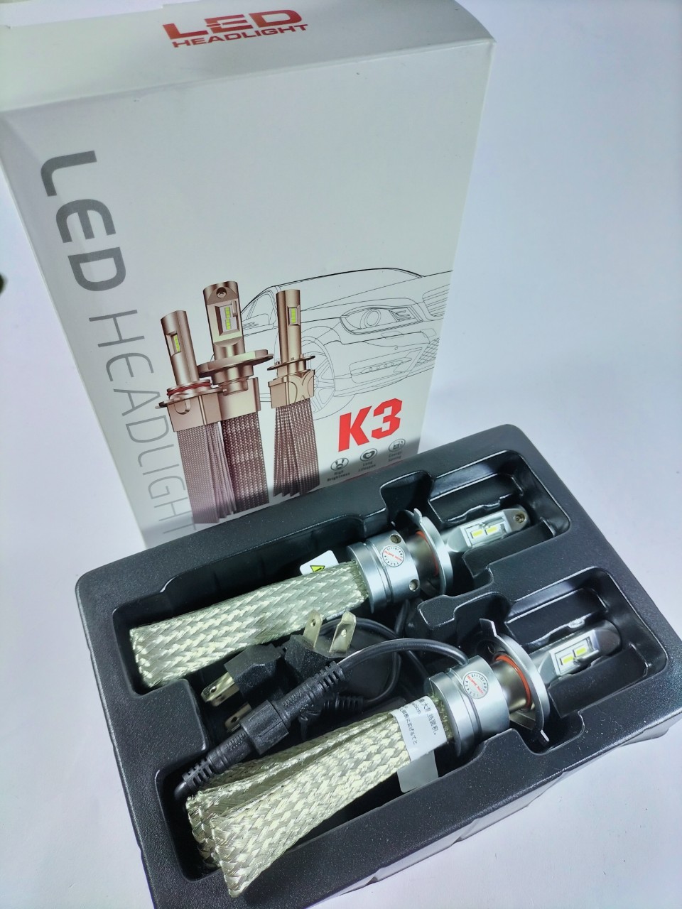 [CỰC SÁNG] 1 bóng Đèn pha led K3 chân H4 lắp các dòng oto xe máy dùng chân đèn H4 như Wave Sirius, Kia morning, i10, Matiz.....