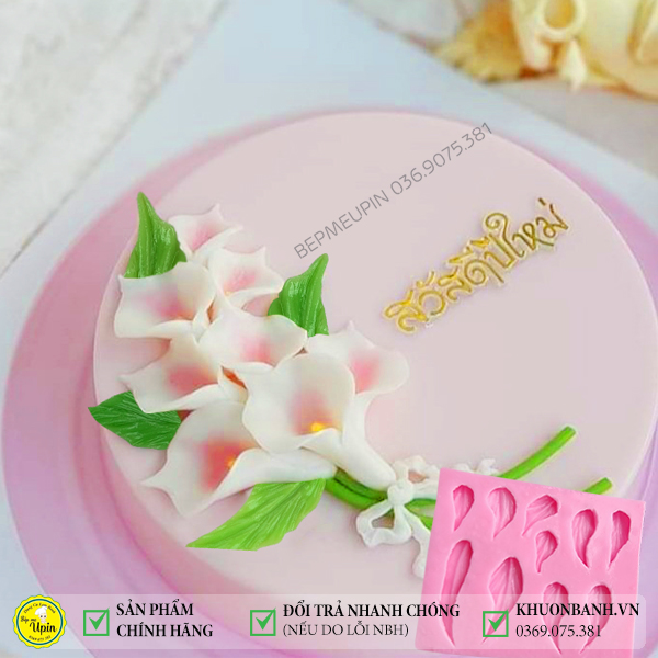 Khuôn silicon 4d lá hoa loa kèn làm thạch rau câu agra xôi đậu fondant bánh sinh nhật