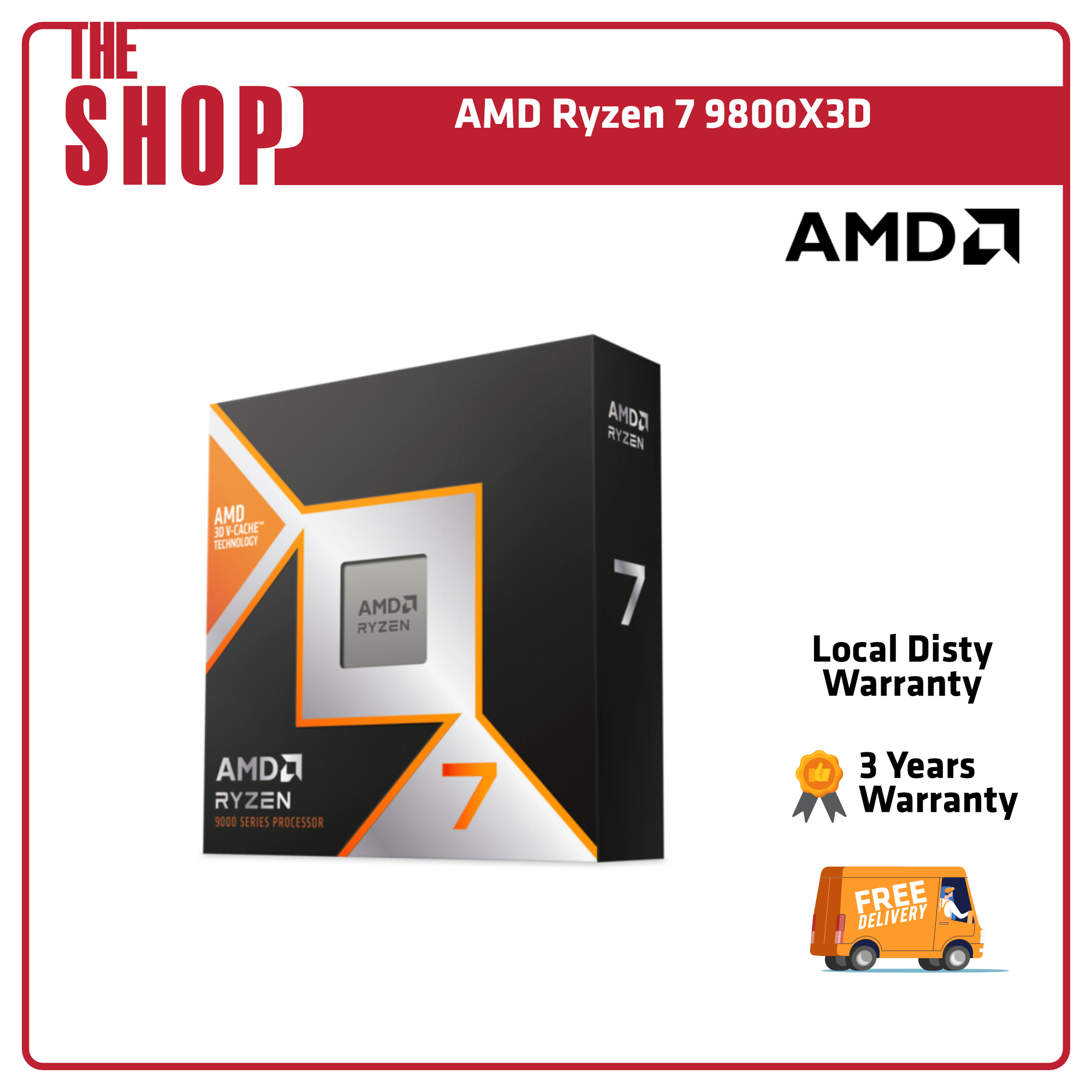 Amd Ryzen 7 9800X3D Gaming Cpu - 8 Core 16 Threads, 96Mb Cache