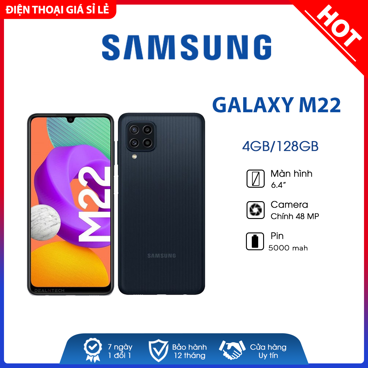 Điện thoại Samsung Galaxy M22 (4GB/128GB) - Hàng chính hãng, mới 100%, Nguyên Seal | Bảo hành 12 tháng