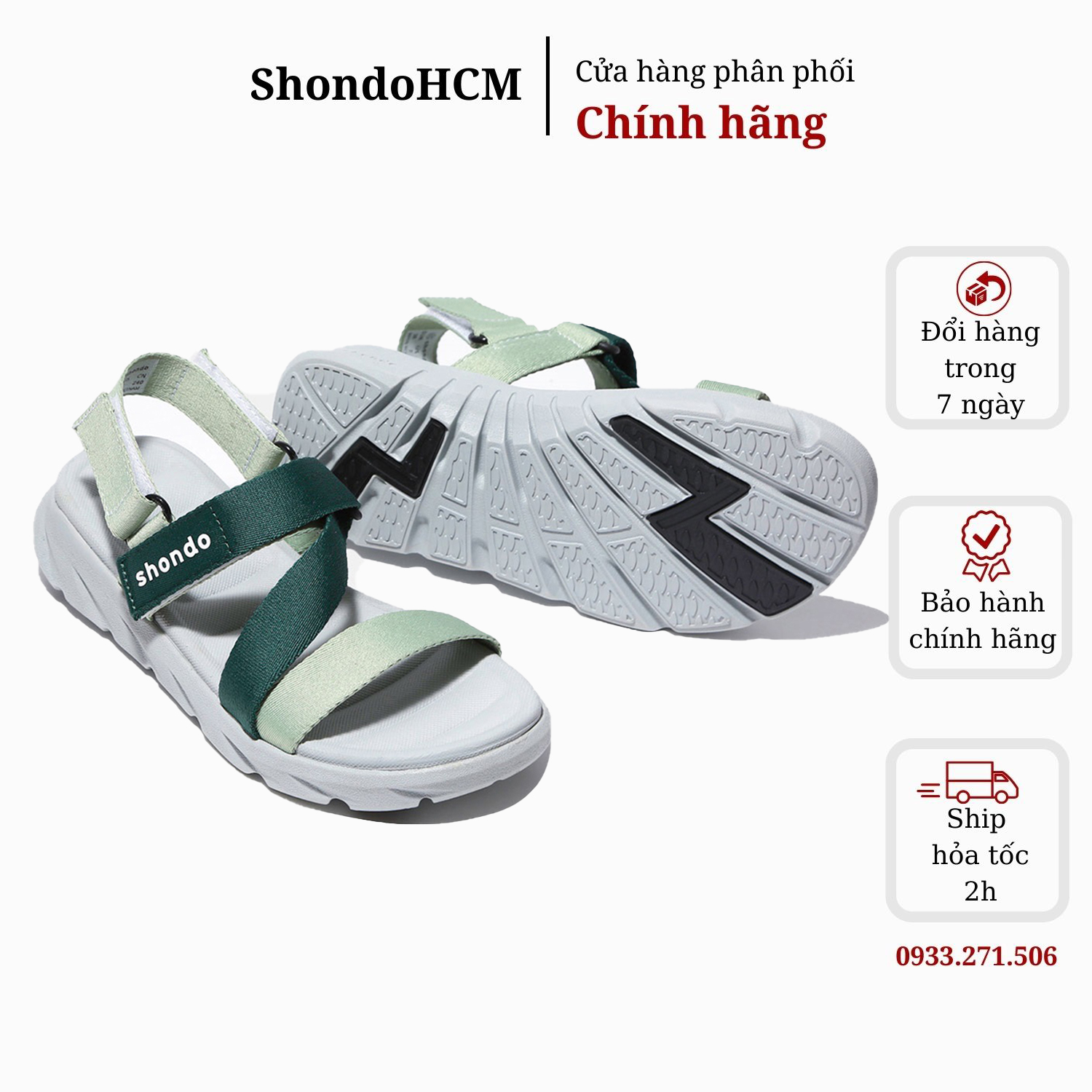 Giày sandal Shondo F6 ombre màu xanh lá F6S2140 ShondoHCM Shondo chính hãng