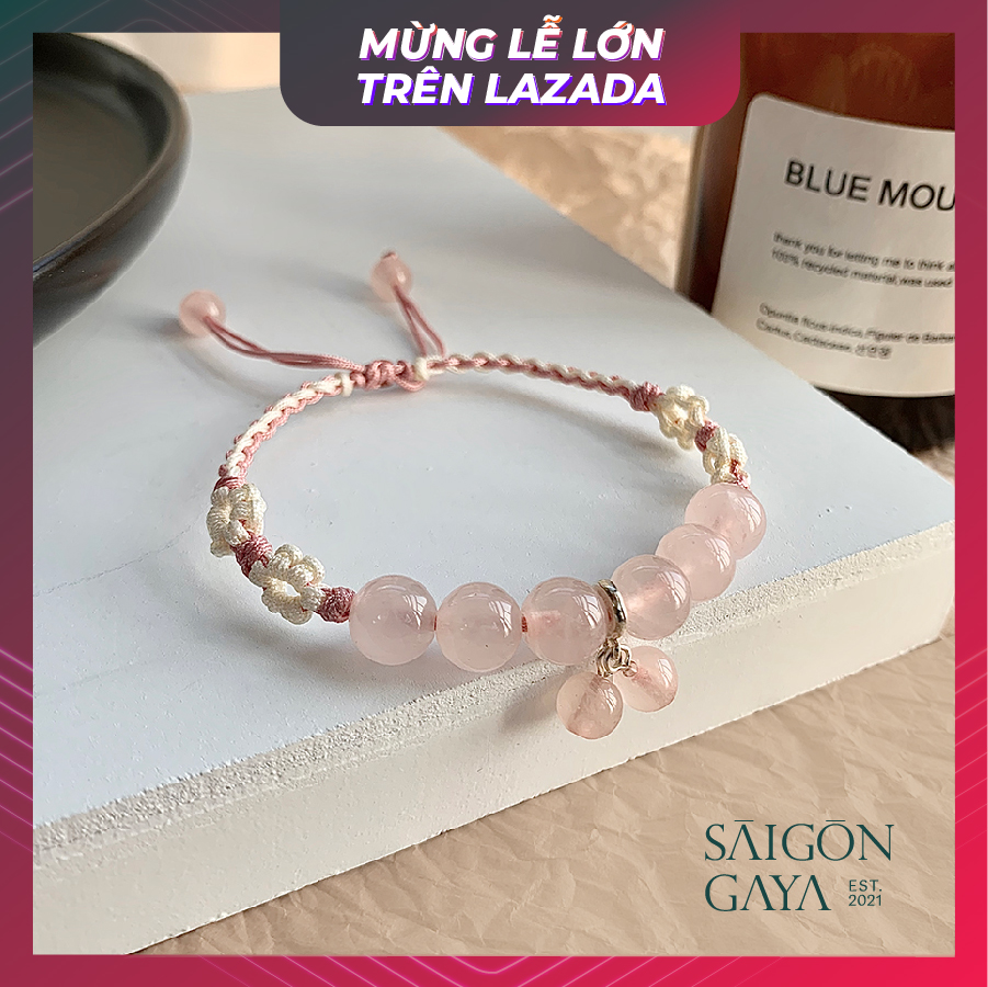 Vòng tay đá pha lê hồng tự nhiên