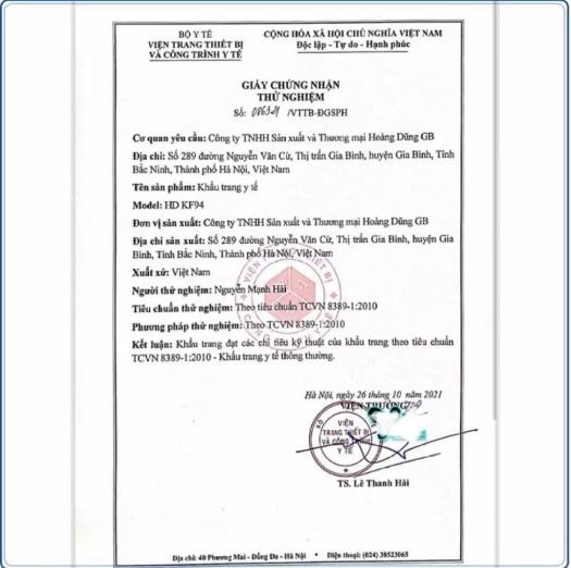 Chiếc Khẩu Trang Kháng Khuẩn 4D Hoàng Dũng Mask KF94, Đạt Chuẩn Hàn Quốc, Kháng Khuẩn - Ngăn Ngừa Vi Khuẩn