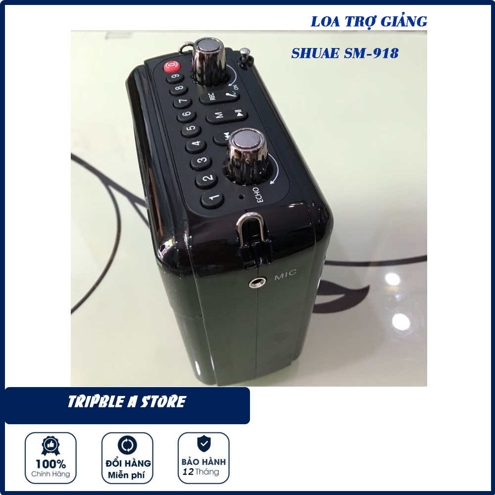 Loa Trợ Giảng Shuae SM-918 - Máy Trợ Giảng Cho Giáo Viên Kèm Micro Cài Tai Không Dây Kết Nối Bluetooth, AUX, USB... Sử Dụng Đơn Giản Hiệu Quả