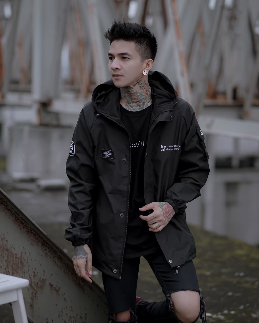 JAKET CASUAL FULL HITAM GENIOUS - RA CLOTH Harga 145,000 rupiah*Gratis Ongkir