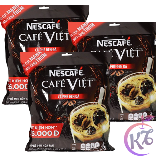 Combo 3 bịch Nescafe Việt đen đá bịch 35 gói x 16g (560g) - cà phê Việt, cafe đen đá hòa tan date mớ