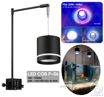 Đèn LED COB RỌI F-06 Có Cáp Treo - Ánh Sáng Trắng / Màu RGB Cho Hồ Cá Cảnh Thuỷ Sinh Bán Cạn