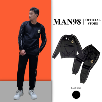 Bộ Nỉ Nam Dài Tay, Bộ Nỉ Thể Thao Nam Thu Đông Thêu Logo Vương Miện Cao Cấp M19